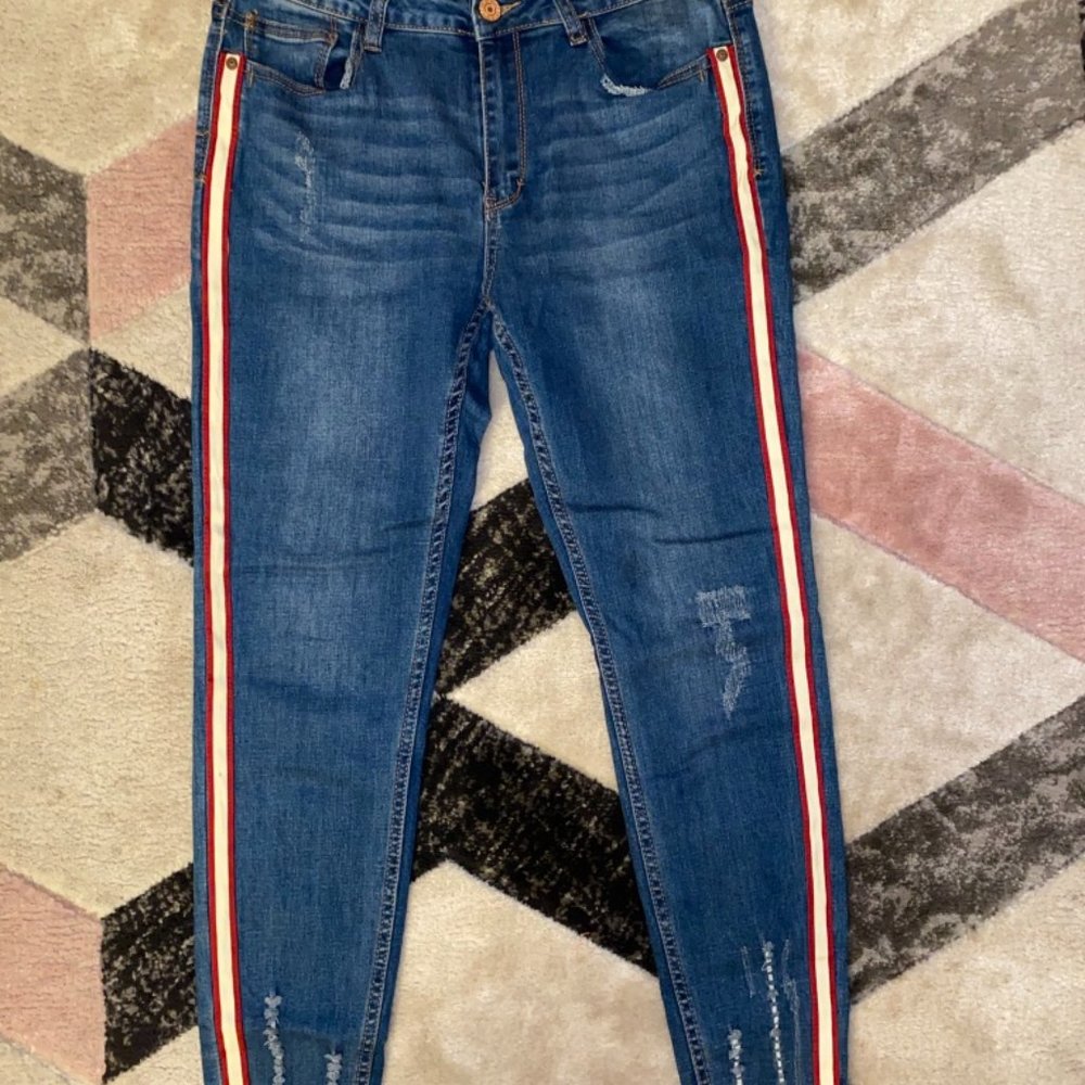 Red and white Stripe Jeans